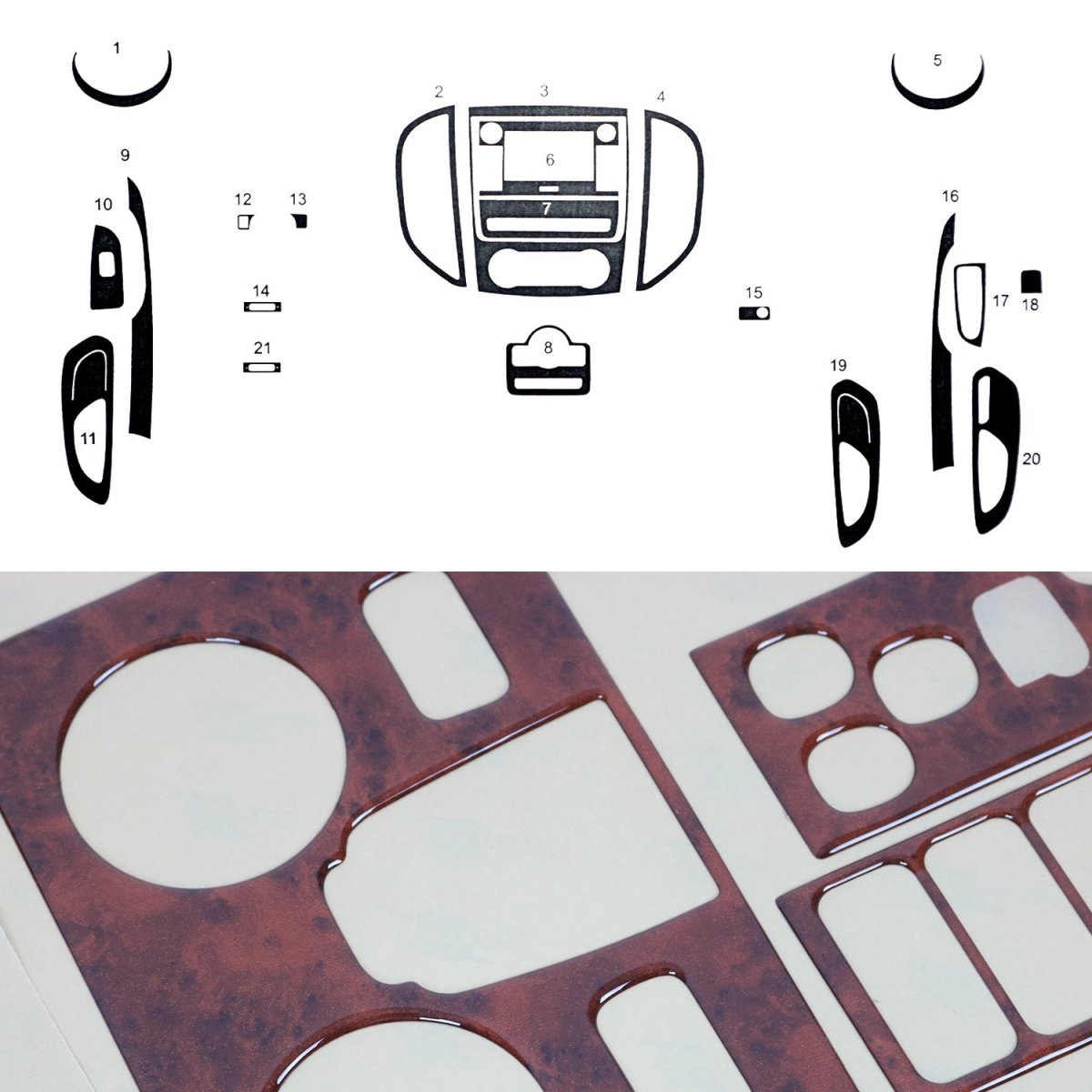 Mercedes-Benz V-Class/W447 Dashboard Kit - Omac - 21 Pcs - Wooden - 2014 Mercedes-Benz V-Class/W447 Dashboard Kit - Omac - 21 Pcs - Wooden - 2014